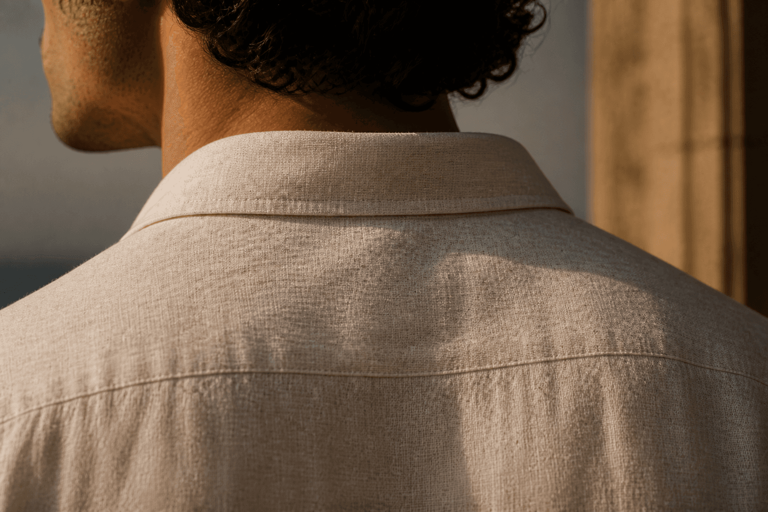 The Oversized Shirt — Sand — texture detail